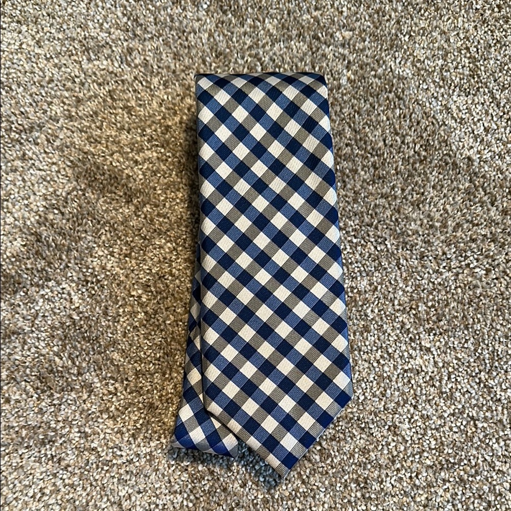 Chaps Blue and White Checkered Tie